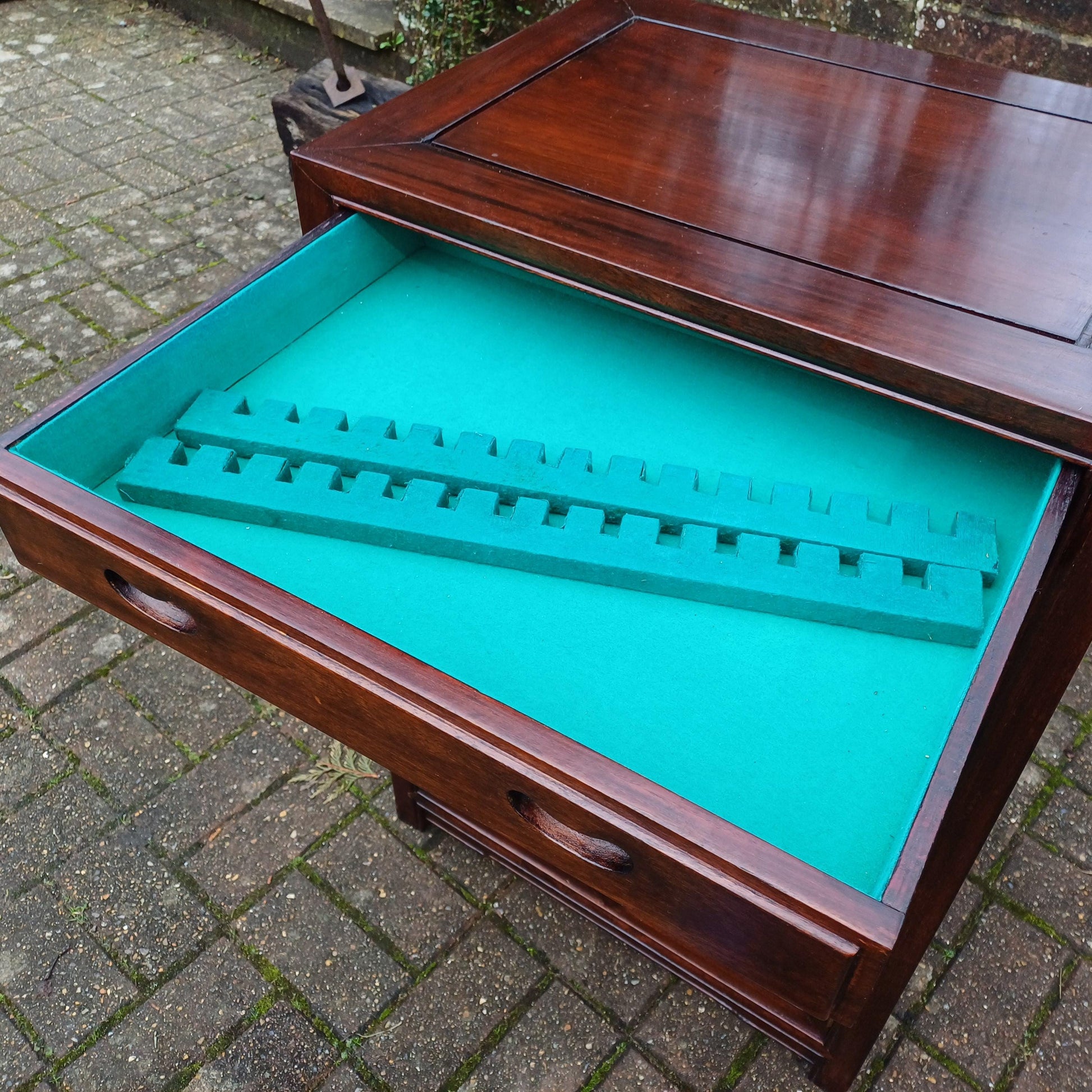 Vintage Chinese Oriental Style Silverware Cutlery Collectors Cabinet Drawers