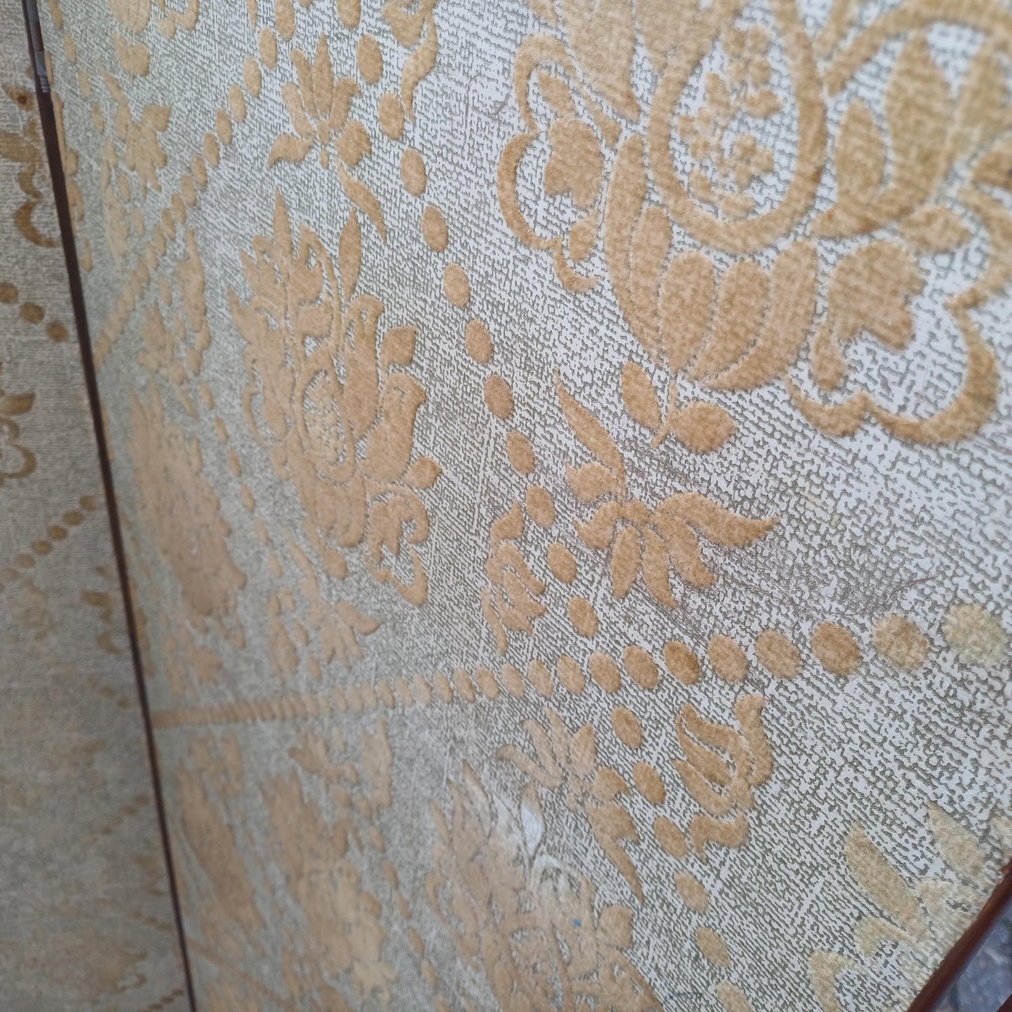 Antique Vintage Early 1900s Arts & Crafts Gothic Revival Room Divider Vanity Screen Flock Original Flock Wallpaper FREE HAND Delivery