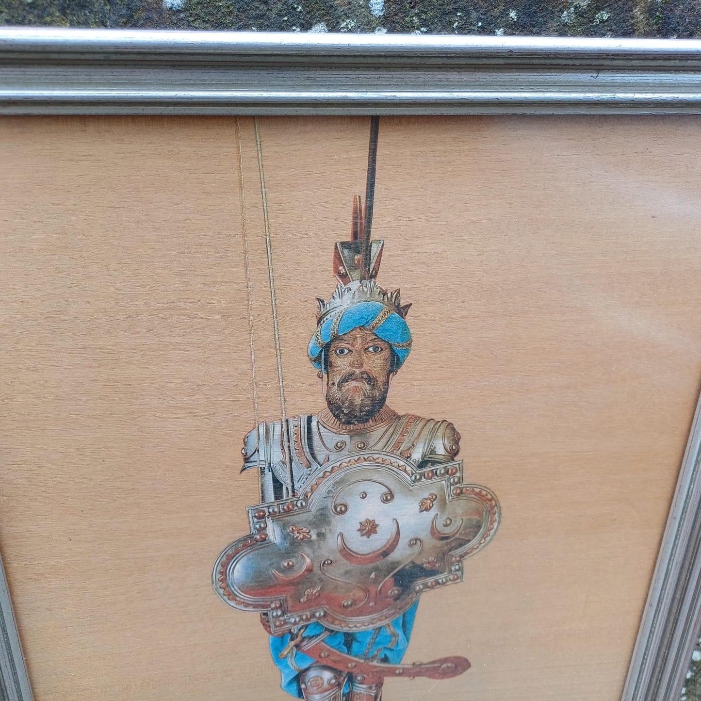 Vintage Opera dei Pupi, Sicilian Puppet, Print in Glazed vintage frame, Sabrino a warrior - vintage Sicilian Print, Puppet Print
