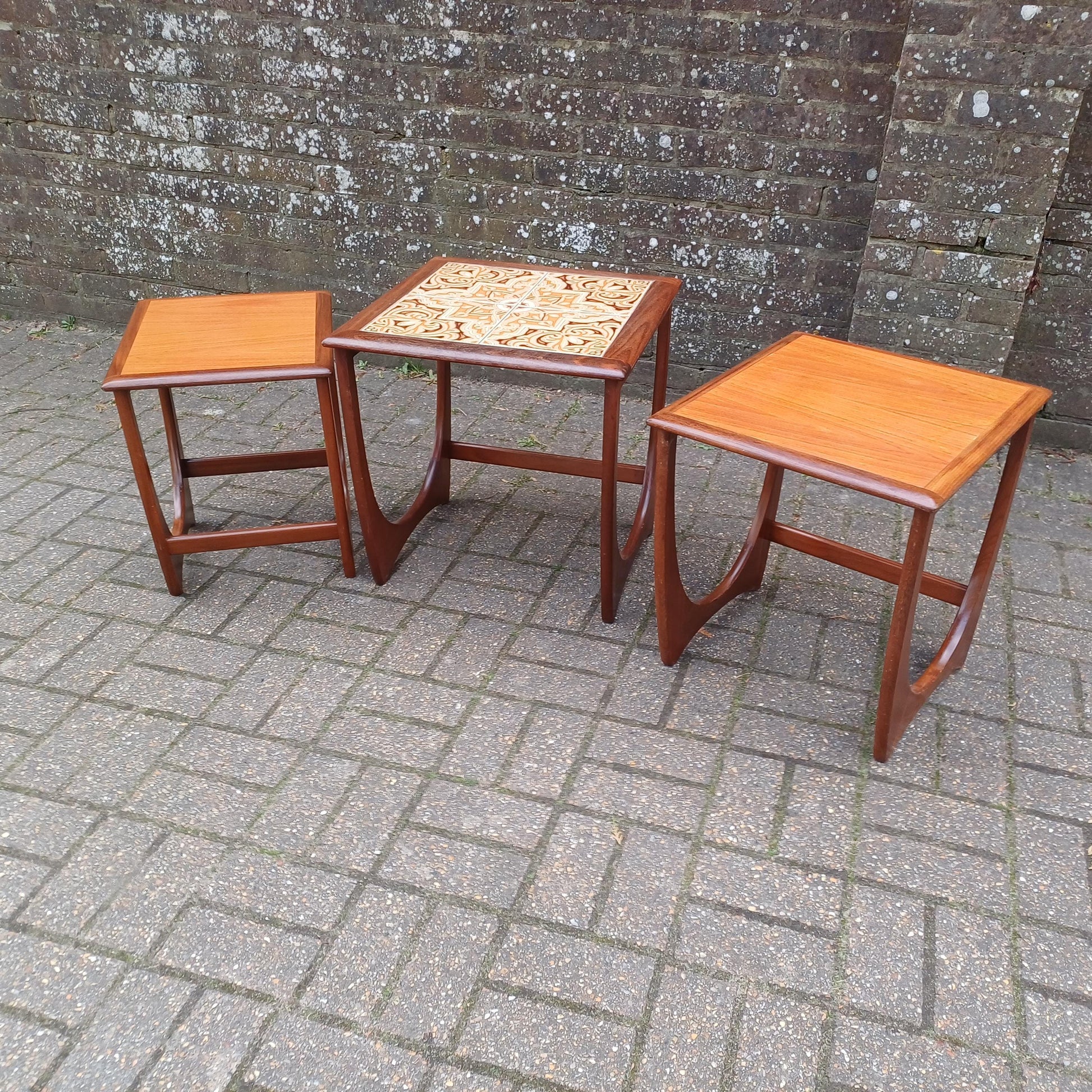 Genuine G Plan Vintage Retro Mid-Century Teak Nest of Tables – Side Tables, Coffee Table, Bedside, Plant Stands Tile Top Modular
