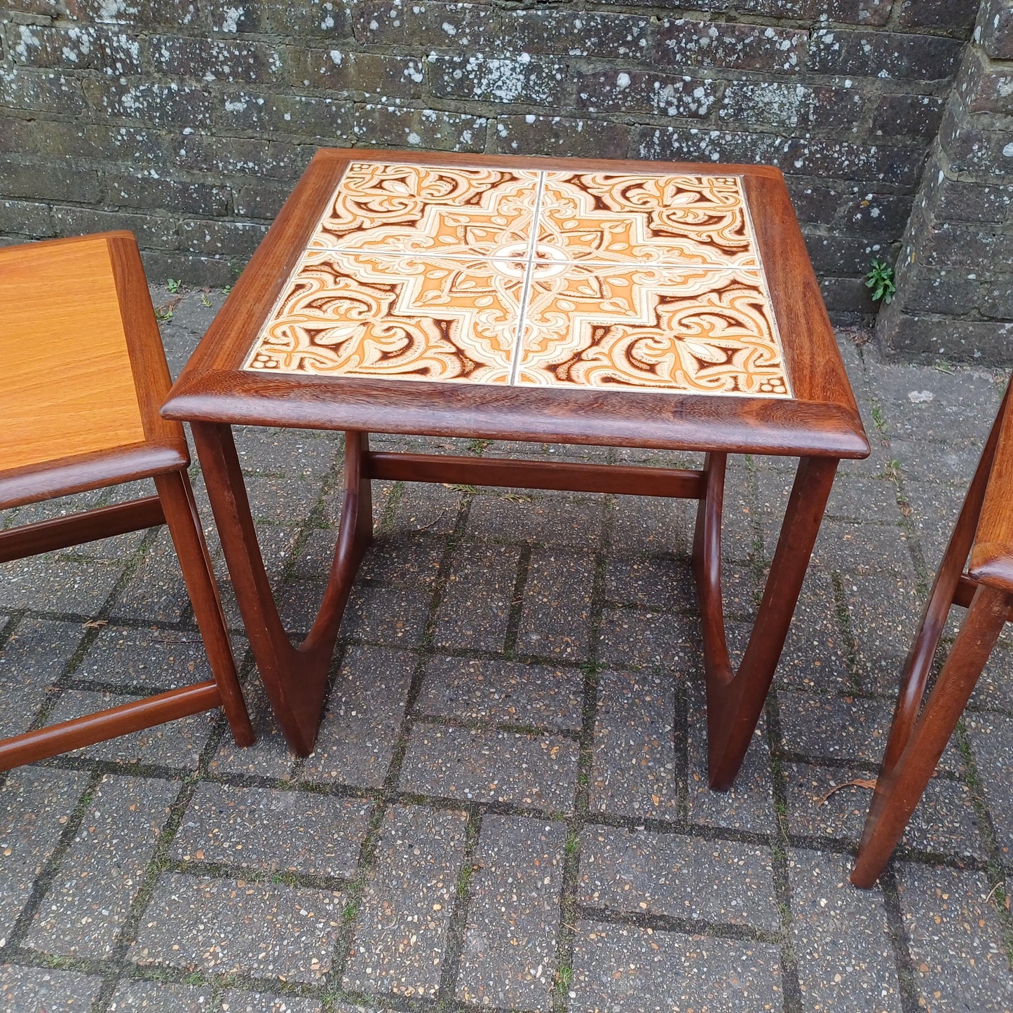 Genuine G Plan Vintage Retro Mid-Century Teak Nest of Tables – Side Tables, Coffee Table, Bedside, Plant Stands Tile Top Modular