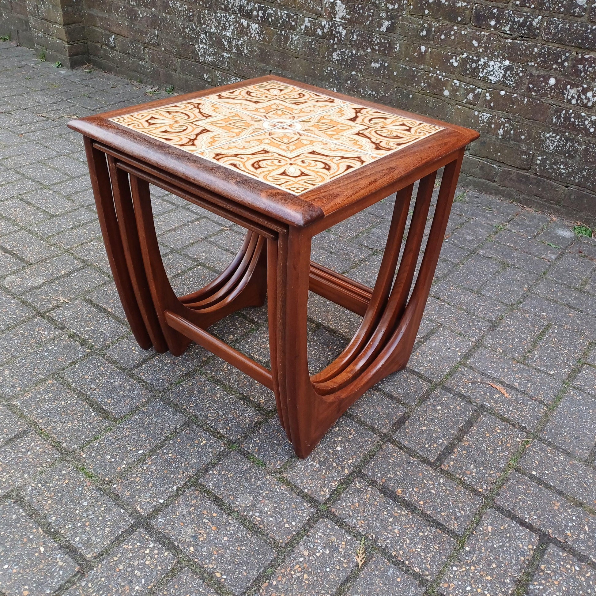 Genuine G Plan Vintage Retro Mid-Century Teak Nest of Tables – Side Tables, Coffee Table, Bedside, Plant Stands Tile Top Modular