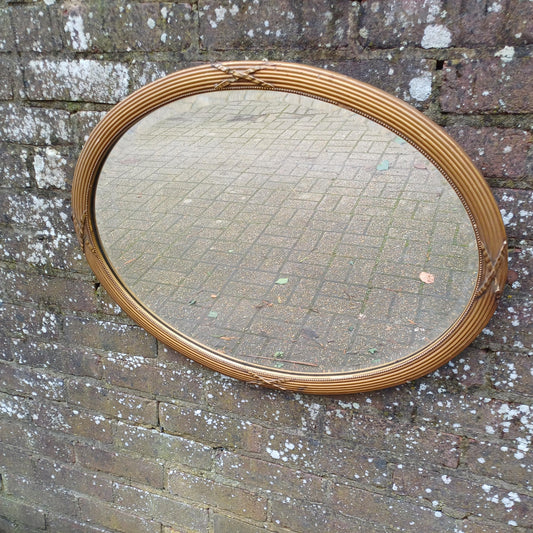 Pretty and Large Victorian Gold Gold Oval Decorative Wall Mirror