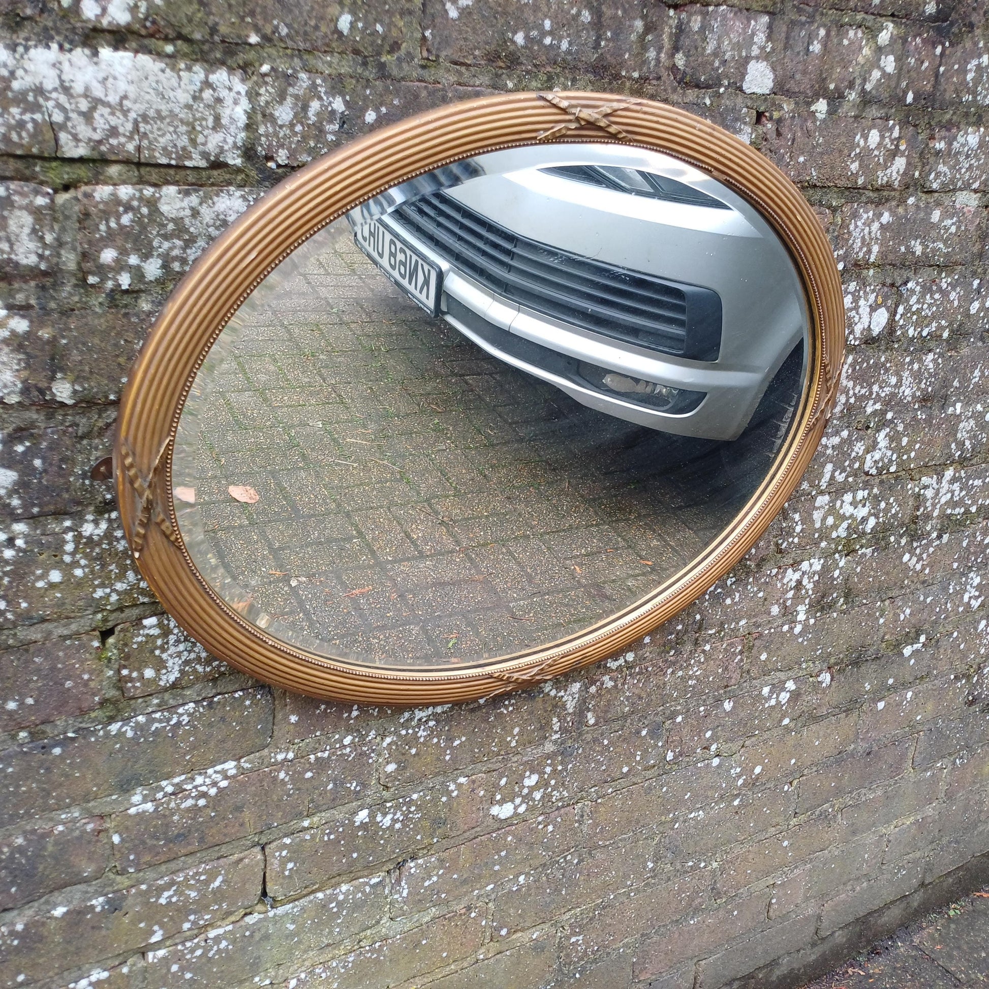 Pretty and Large Victorian Gold Gold Oval Decorative Wall Mirror