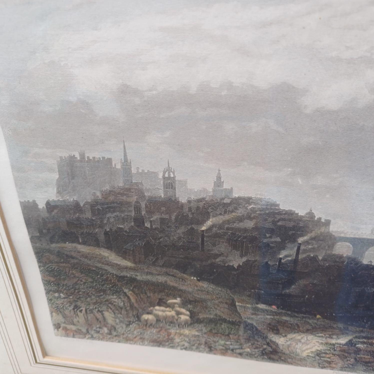 Vintage Print of Edinburgh, panoramic 1870 view, hand coloured engraving by Godfrey & Duncan, and published by Roberts Leete of London