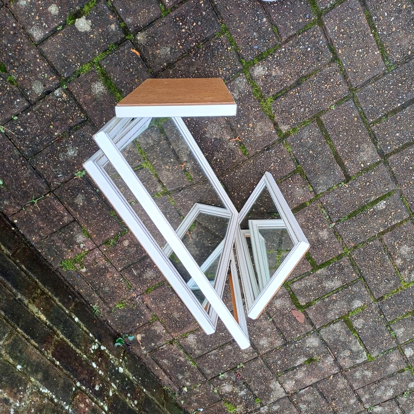 Vintage Retro Classic 70s Tri-Fold Painted White Dressing Table Adjustable Mirror Silver Highlights