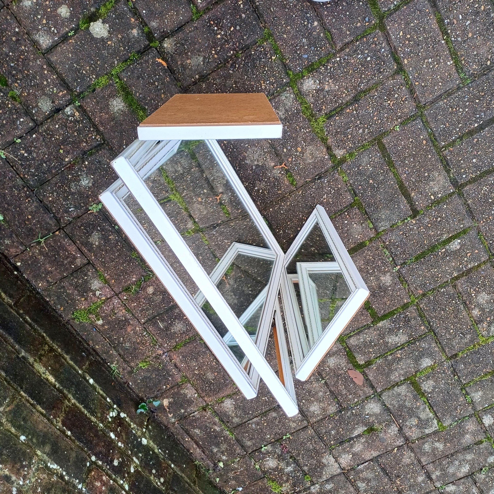 Vintage Retro Classic 70s Tri-Fold Painted White Dressing Table Adjustable Mirror Silver Highlights