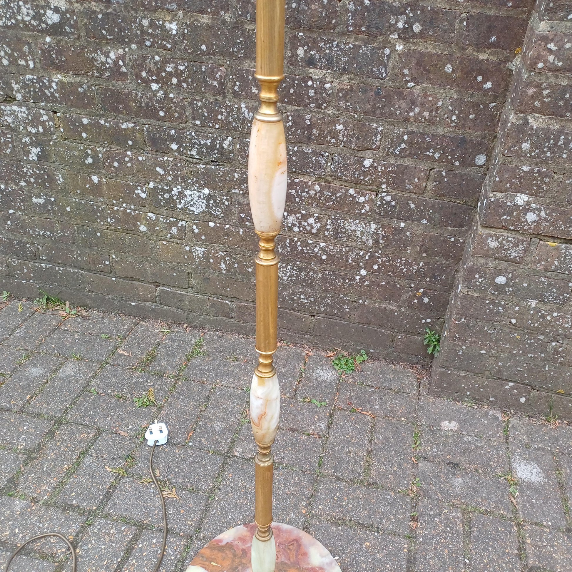 Vintage Retro 60s or 70s Onyx and Gold Working Standard Lamp with Original Shade PAT Tested.