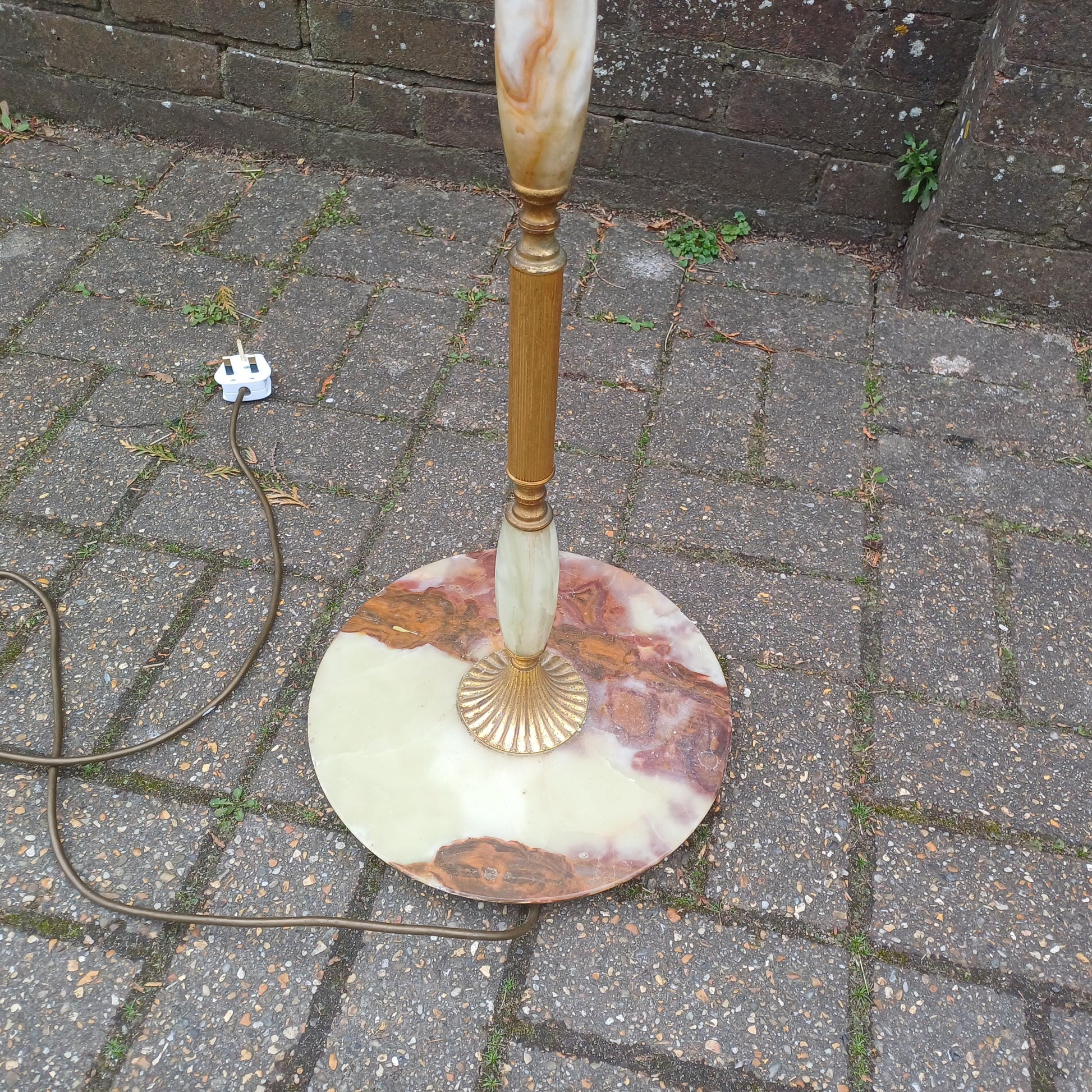 Vintage Retro 60s or 70s Onyx and Gold Working Standard Lamp with Original Shade PAT Tested.