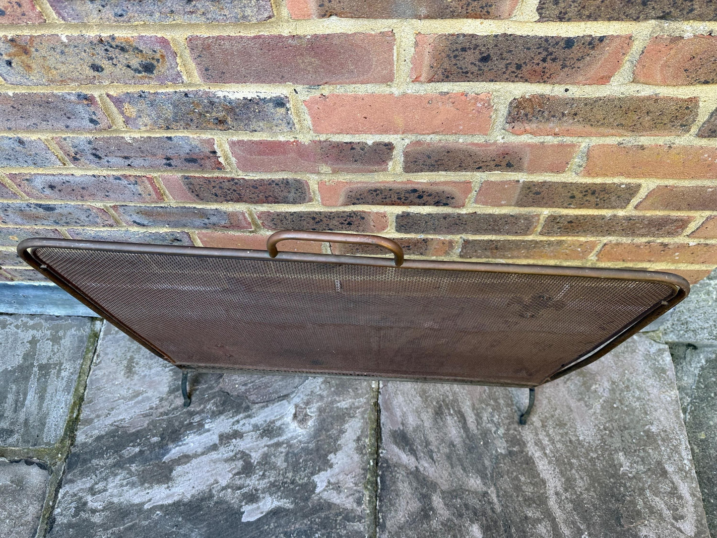 1960s Retro Metal Fire Screen, Vintage Spark Guard, Vintage fire guard, firescreen, sparkguard - metal with fleur de lis