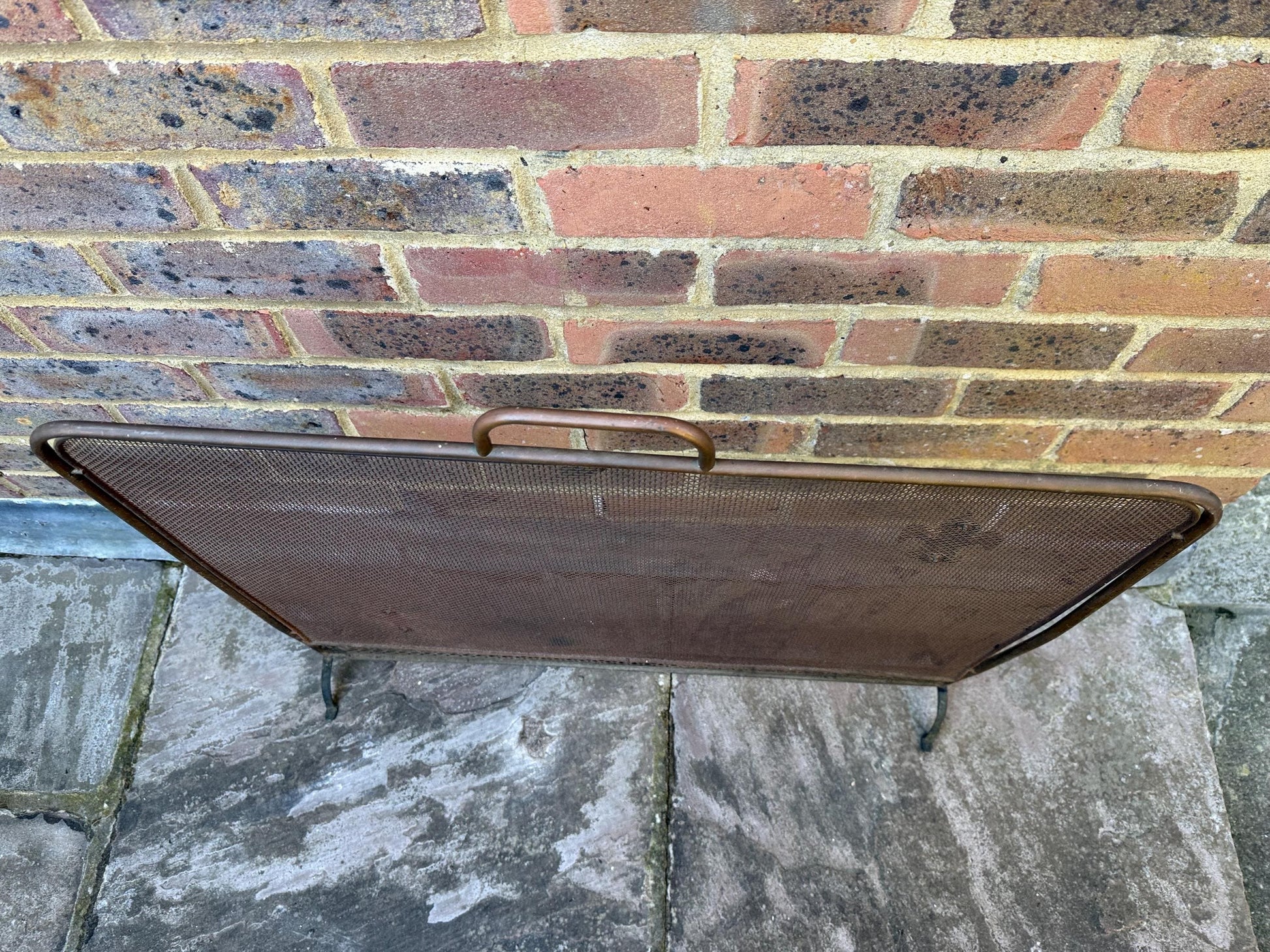 1960s Retro Metal Fire Screen, Vintage Spark Guard, Vintage fire guard, firescreen, sparkguard - metal with fleur de lis