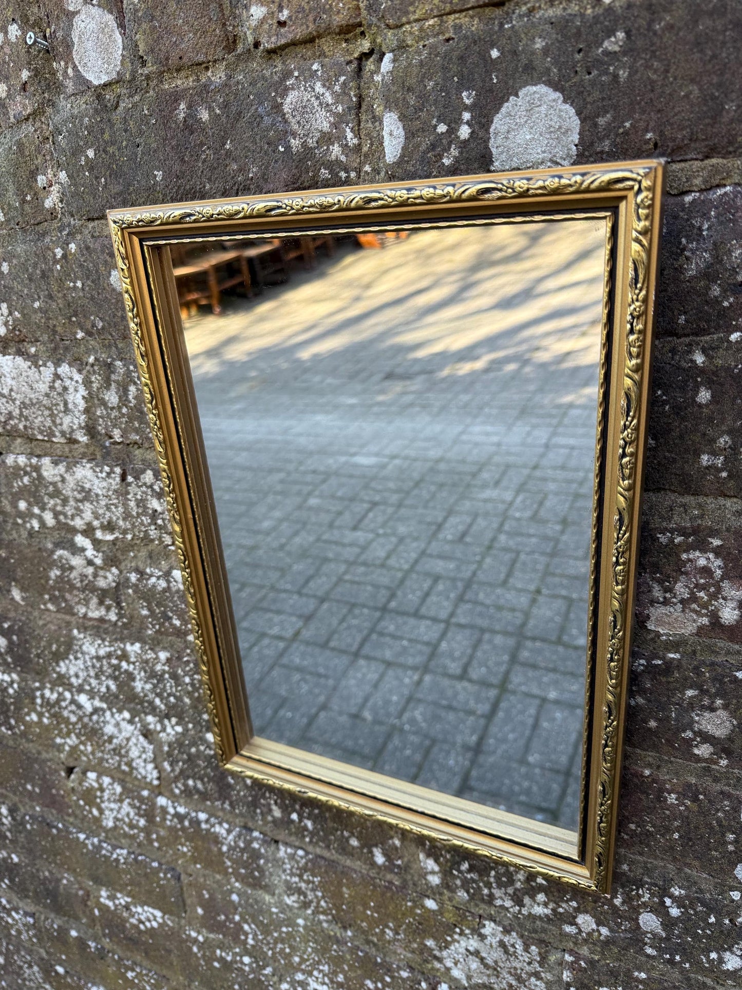 Small Vintage 70s Gilt Framed Mirror - vgc