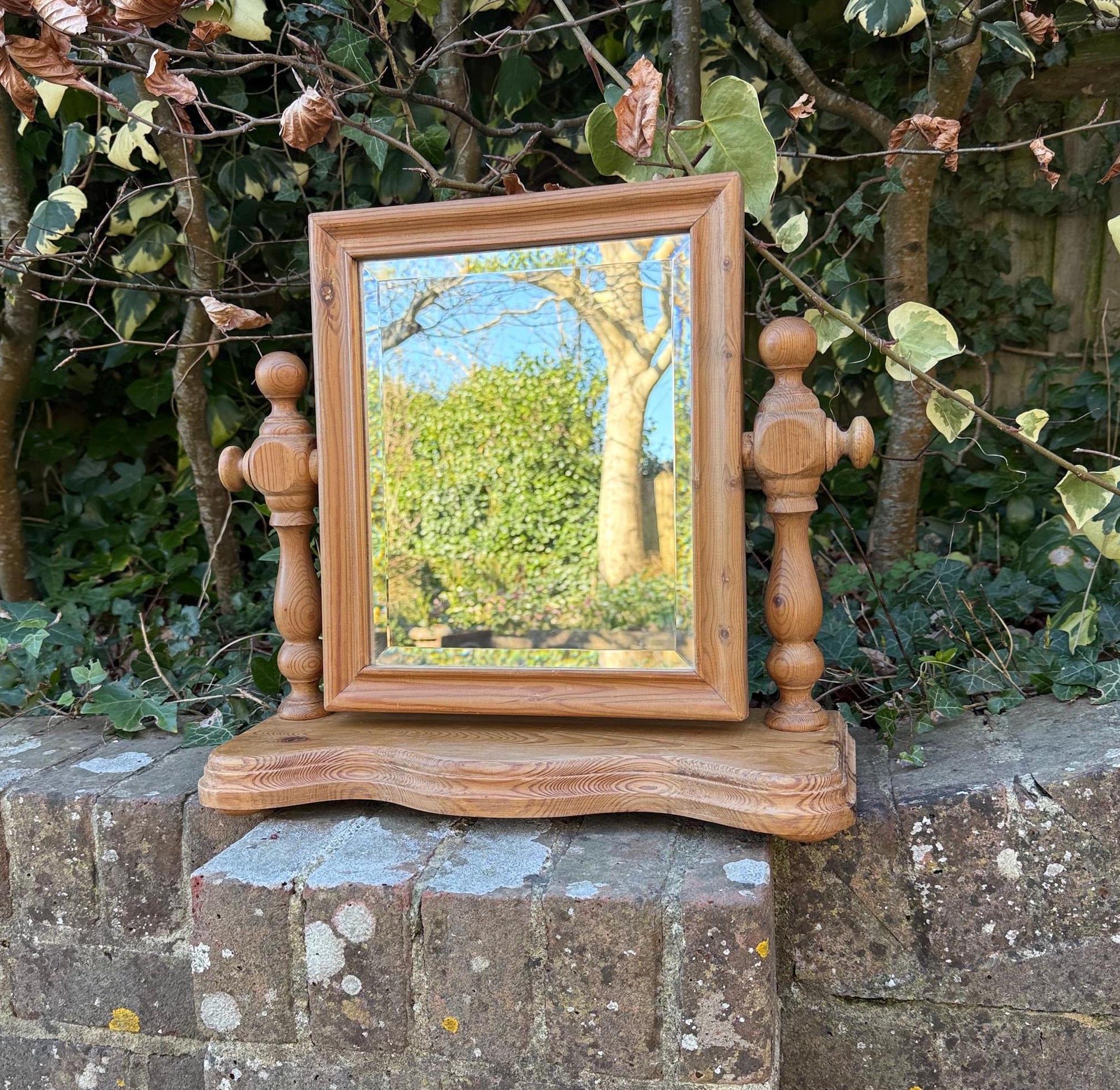 stripped pine vintage swing mirror. 1980s swing pine mirror. vintage pine mirror.