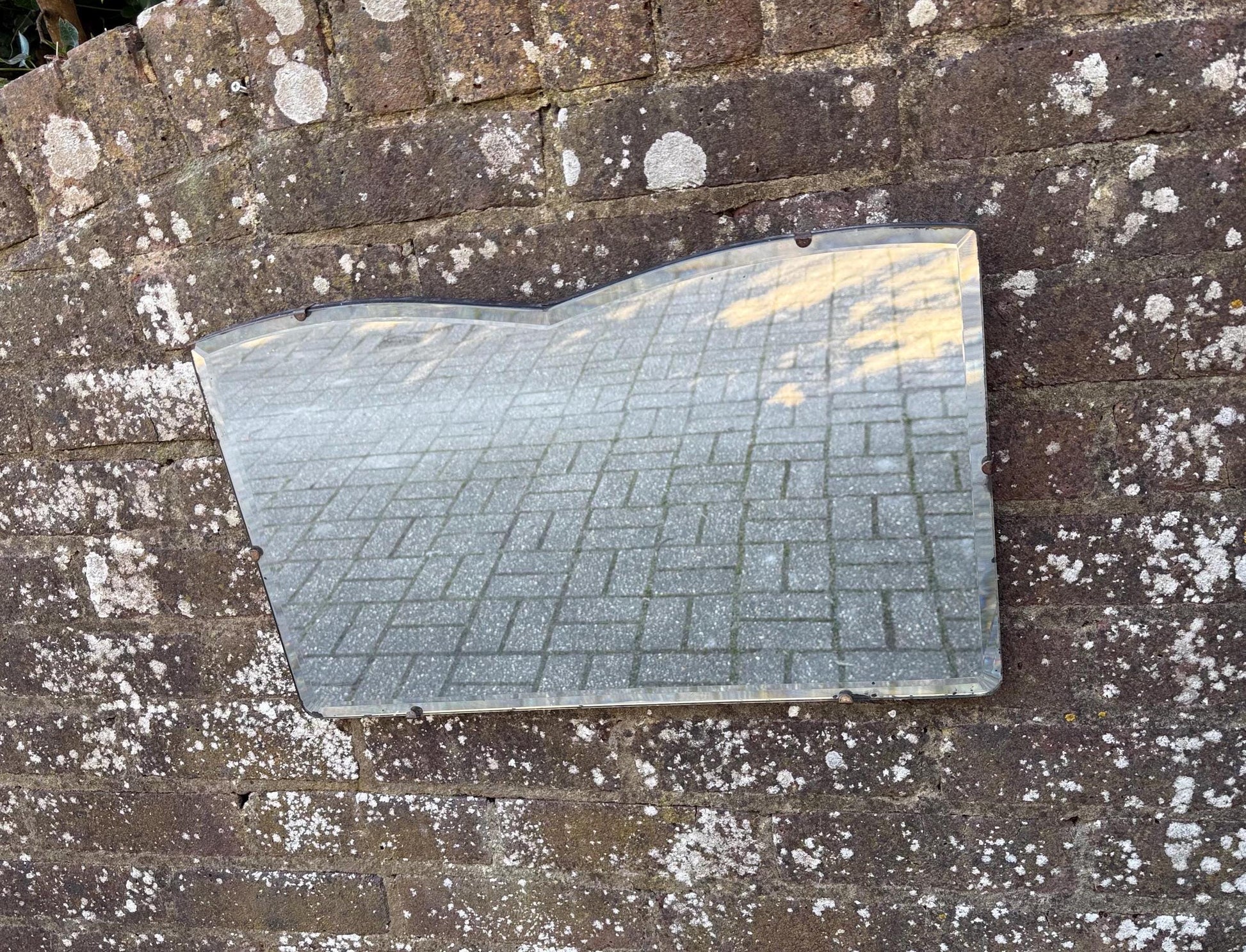 vintage retro mirror. art deco mirror. free form mirror, vintage bathroom mirror