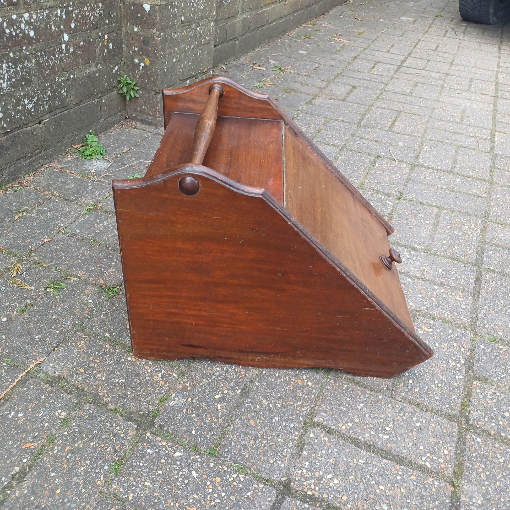Vintage Edwardian Solid Mahogany Coal Scuttle Box Original Liner, Storage Vintage Antique Fireplace