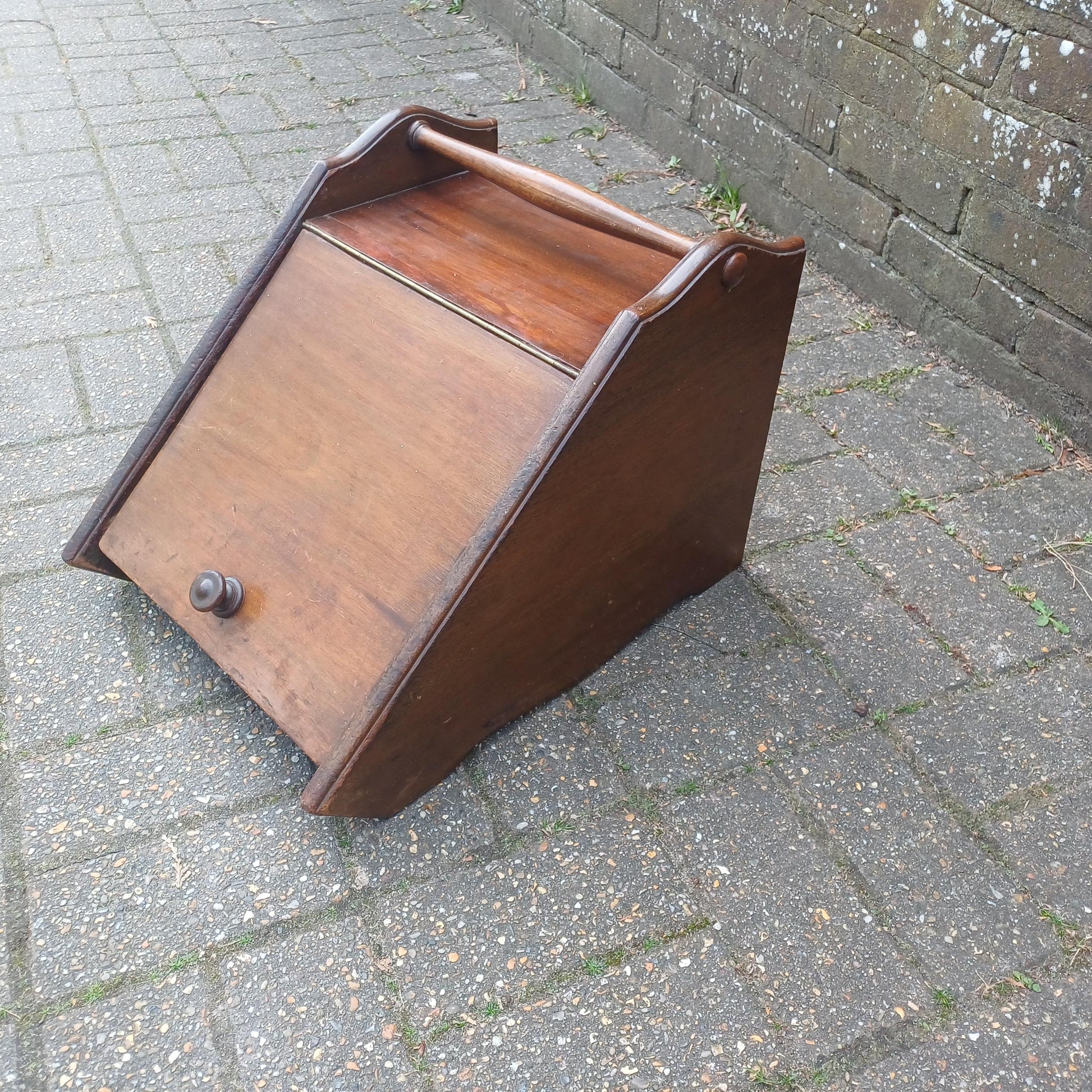 Vintage Edwardian Solid Mahogany Coal Scuttle Box Original Liner, Storage Vintage Antique Fireplace