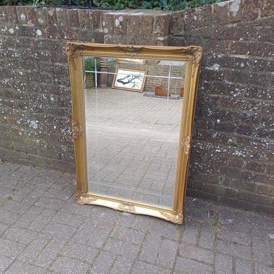 Huge Vintage 80s French Louis XV-Style Wall Mirror Ornate Gilt Frame, Bevelled Glass Panels FREE HAND Delivery
