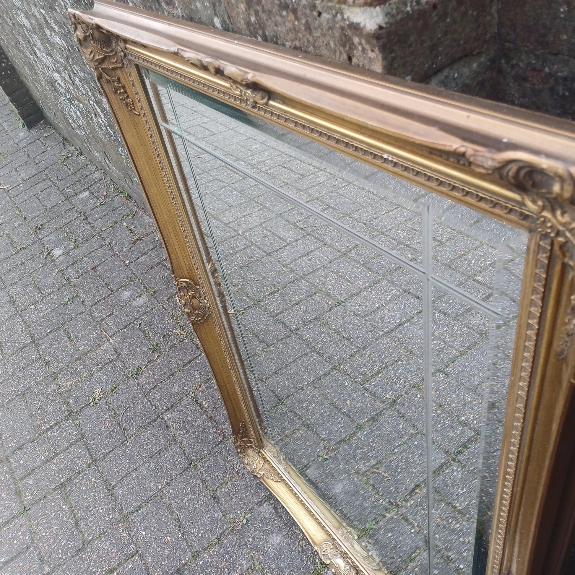 Huge Vintage 80s French Louis XV-Style Wall Mirror Ornate Gilt Frame, Bevelled Glass Panels FREE HAND Delivery