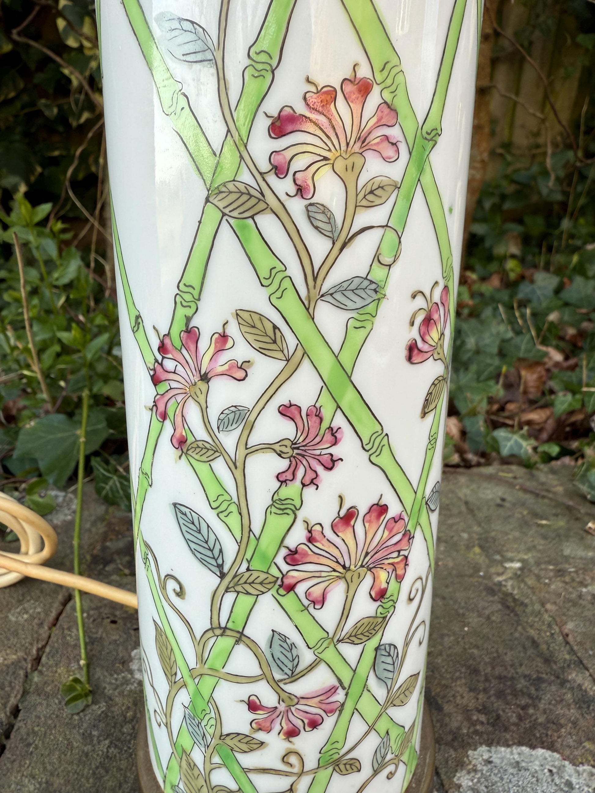 Rare hand painted early 20th century Oriental Table Lamp - PAT tested and working