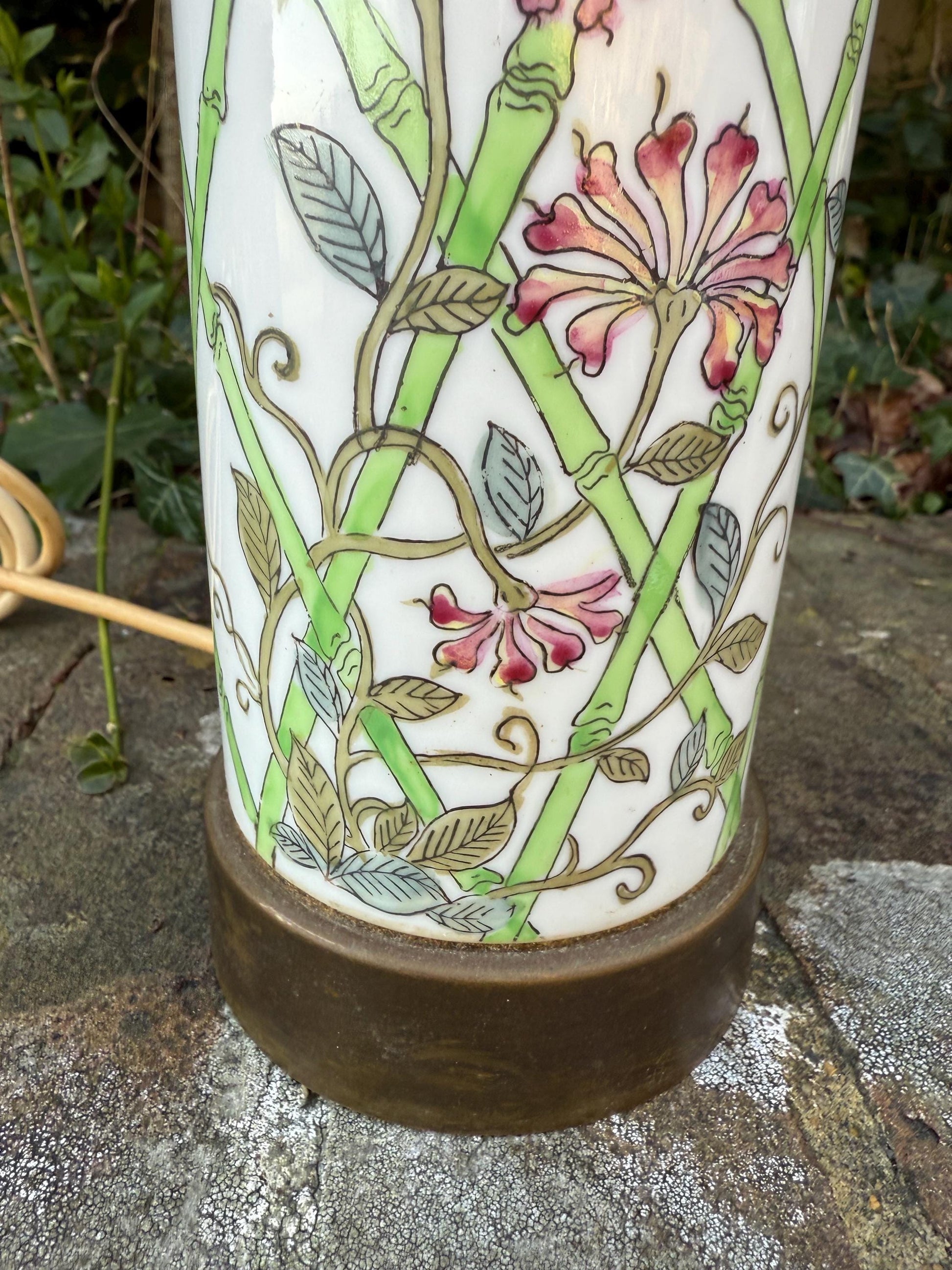 Rare hand painted early 20th century Oriental Table Lamp - PAT tested and working