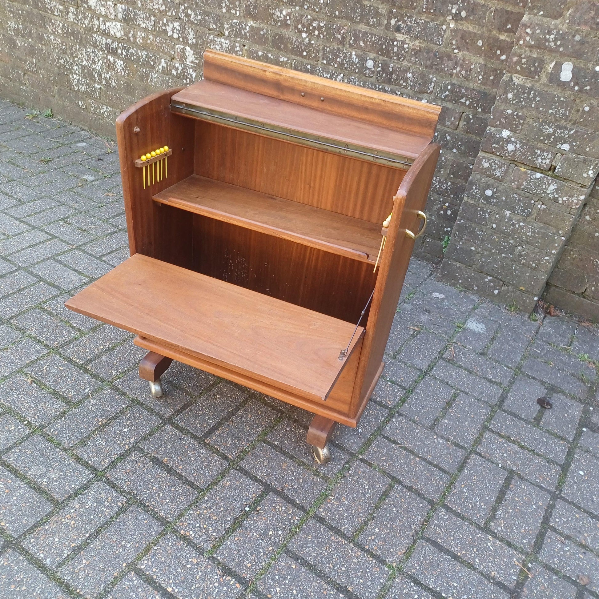 Genius Vintage Retro 1950s-60s Solid Wood Cocktail Drinks Trolley – Restored Mid-Century Bar Cabinet, Atomic Design, FREE HAND Delivery