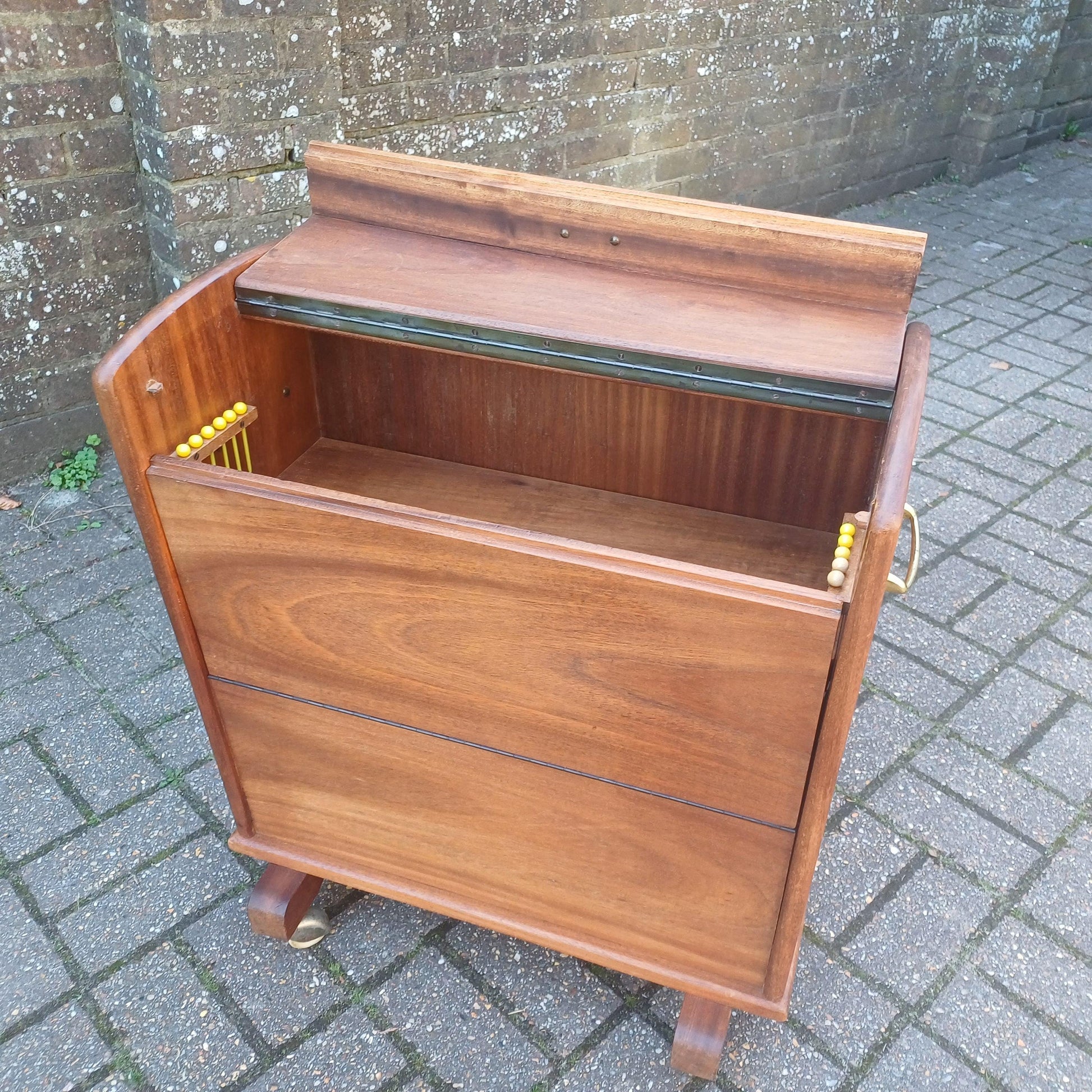 Genius Vintage Retro 1950s-60s Solid Wood Cocktail Drinks Trolley – Restored Mid-Century Bar Cabinet, Atomic Design, FREE HAND Delivery