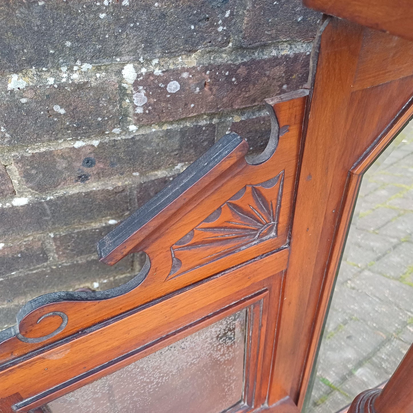 Antique Ornate Over Mantel Wall Mirror – Late Victorian or Edwardian, Solid Mahogany or Walnut Bevelled Ornate Carvings FREE HAND Delivery