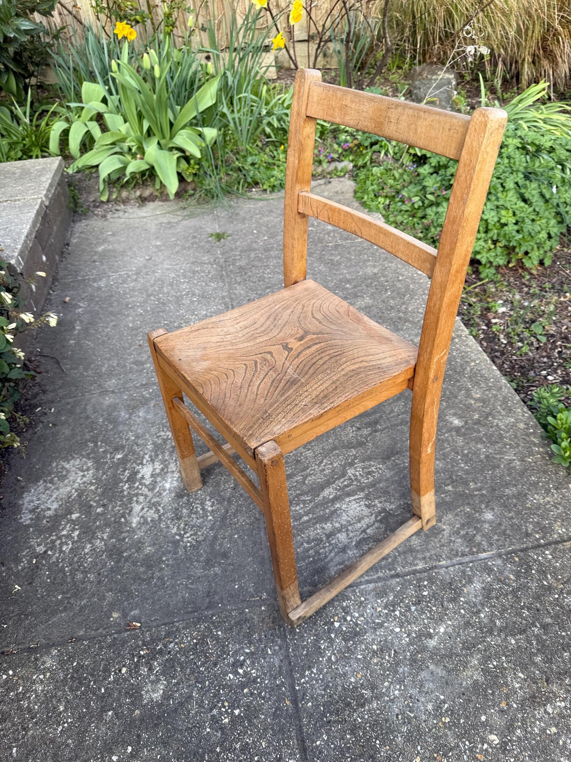 Vintage child's chair - rustic wooden child's chair, mid-century chair - playroom furniture, bedroom chair