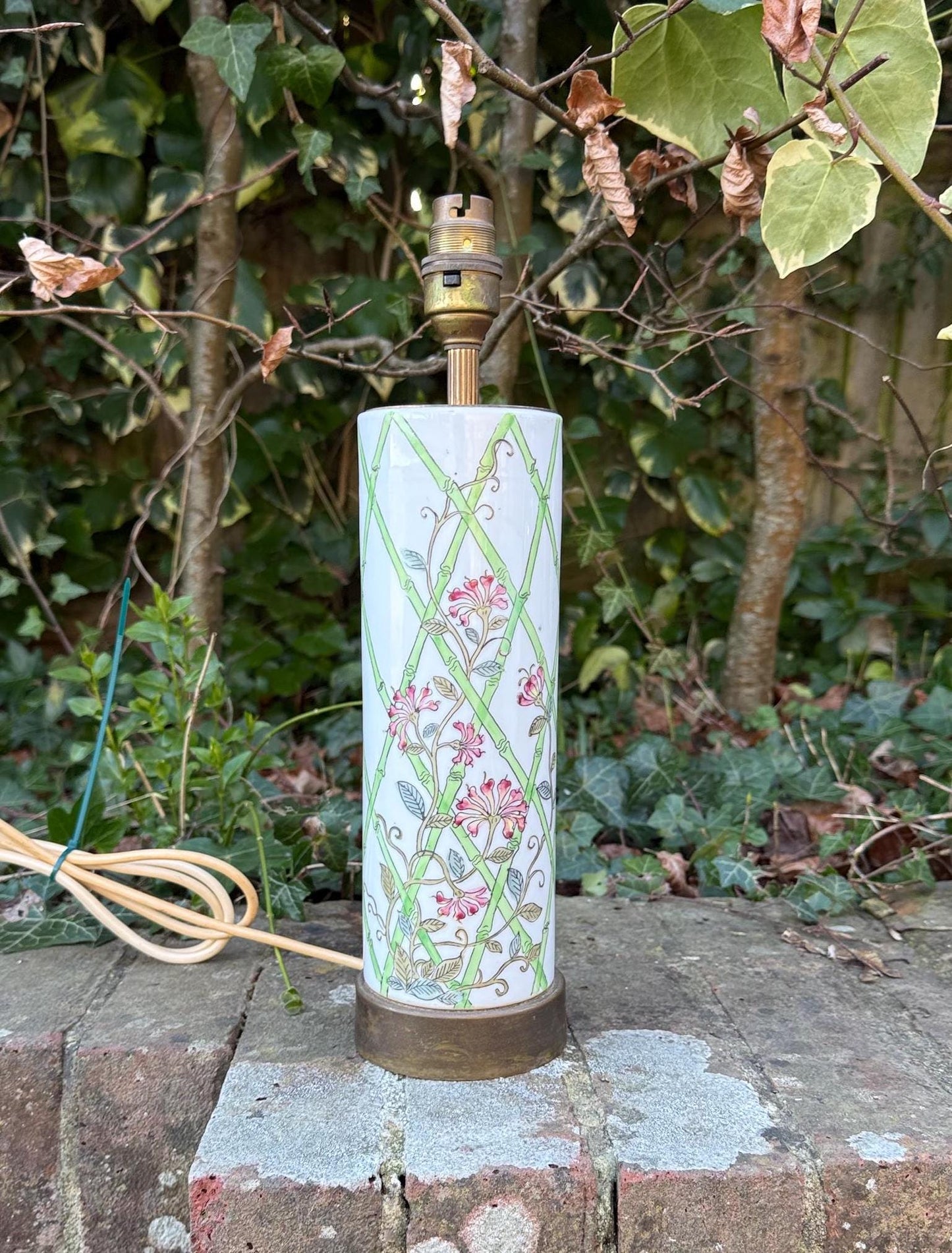 early 20th century hand painte oriental lamp . working an pat tested.  exquisite