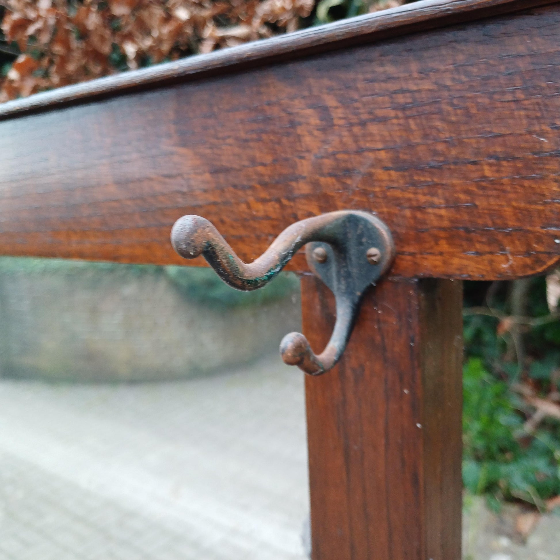 Vintage Antique Arts and Crafts Hall Stand – Oak Wood Coat Rack with Mirror and Umbrella Holder FREE HAND Delivery