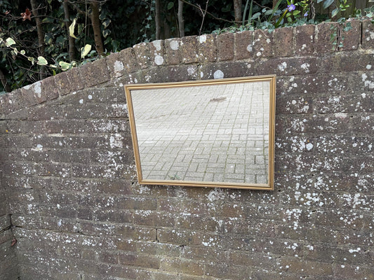 Good Sized Vintage 70s Retro Gilt Gold Wall Mirror – currently horizontal/landscape (60cm x 46cm)
