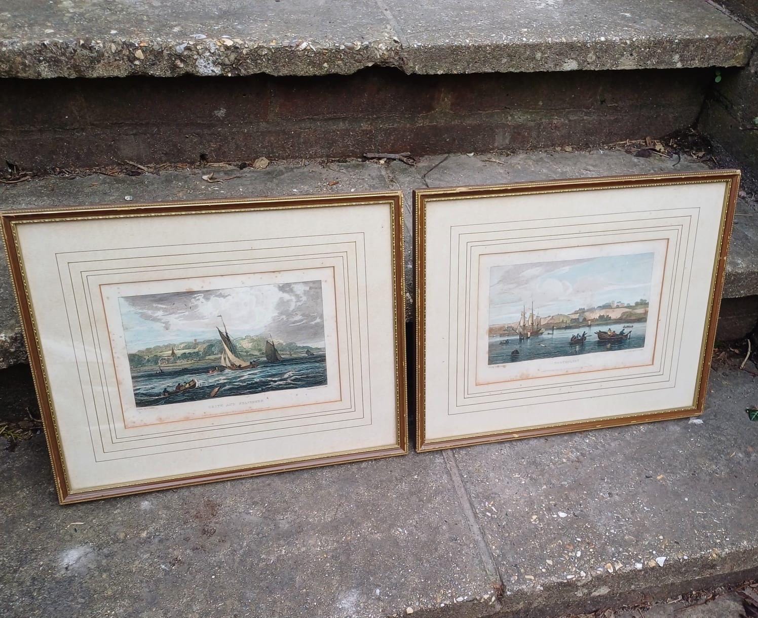 w b cooke engravings 1819. 1900s prints of The Thames. Erith, Belvidere, Northfleet. places in Kent onThames
