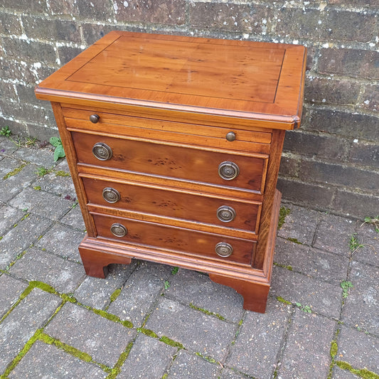 Vintage Georgian Style Miniature Chest of Drawers – Burr Elm Veneer, 1980s Reproduction Jewelry Precious Things