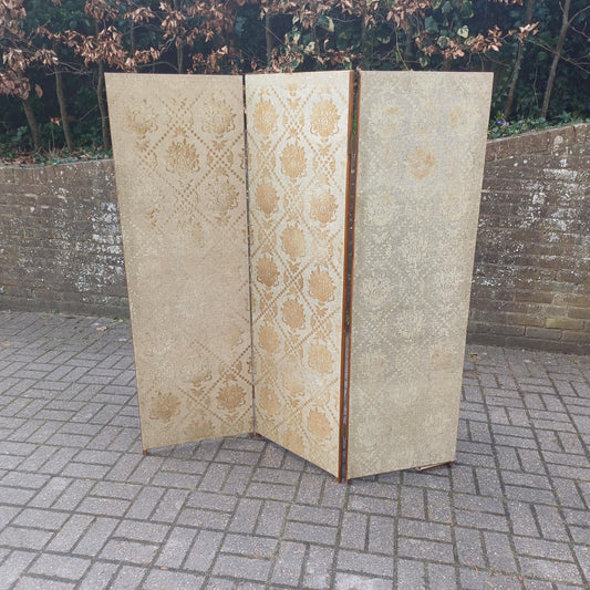 Antique Vintage Early 1900s Arts & Crafts Gothic Revival Room Divider Vanity Screen Flock Original Flock Wallpaper FREE HAND Delivery