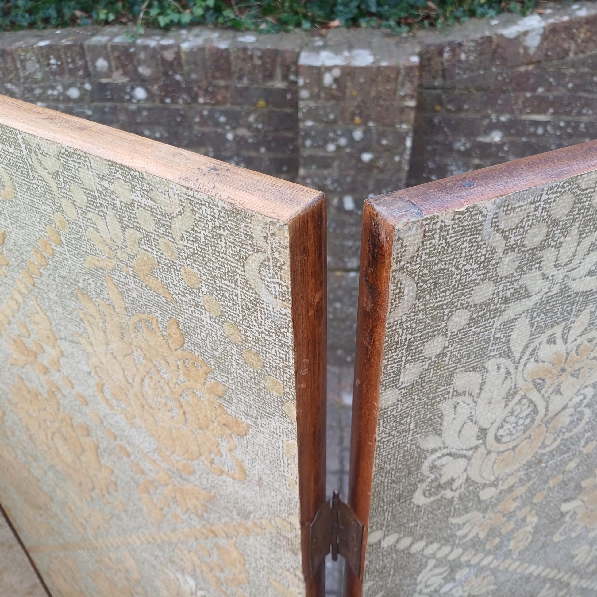 Antique Vintage Early 1900s Arts & Crafts Gothic Revival Room Divider Vanity Screen Flock Original Flock Wallpaper FREE HAND Delivery