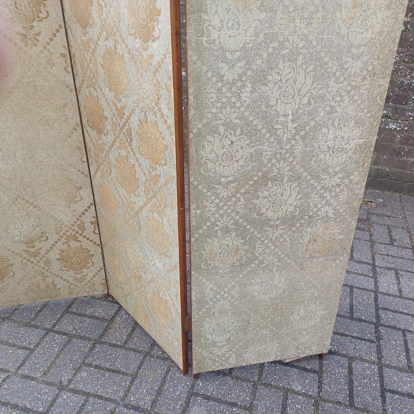 Antique Vintage Early 1900s Arts & Crafts Gothic Revival Room Divider Vanity Screen Flock Original Flock Wallpaper FREE HAND Delivery