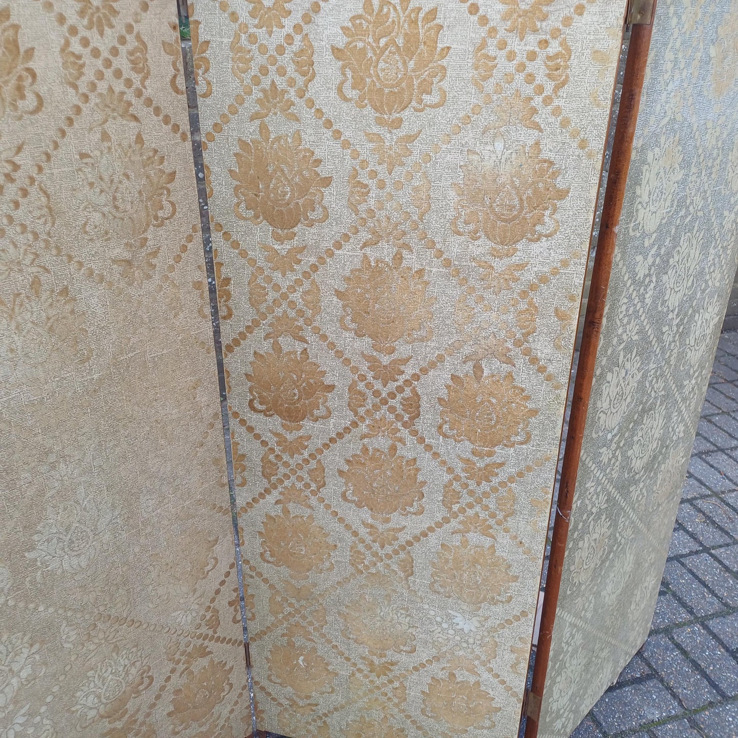 Antique Vintage Early 1900s Arts & Crafts Gothic Revival Room Divider Vanity Screen Flock Original Flock Wallpaper FREE HAND Delivery