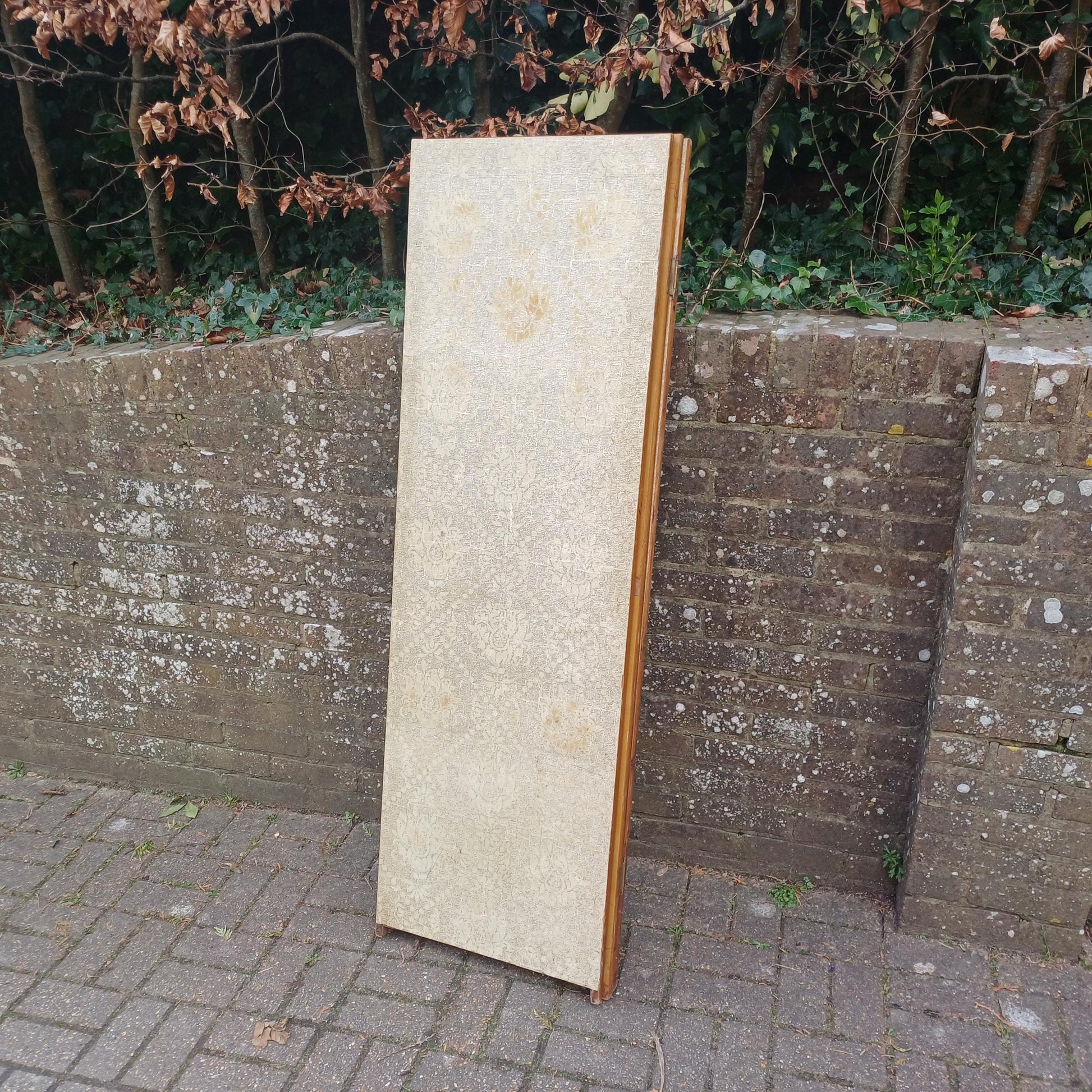 Antique Vintage Early 1900s Arts & Crafts Gothic Revival Room Divider Vanity Screen Flock Original Flock Wallpaper FREE HAND Delivery
