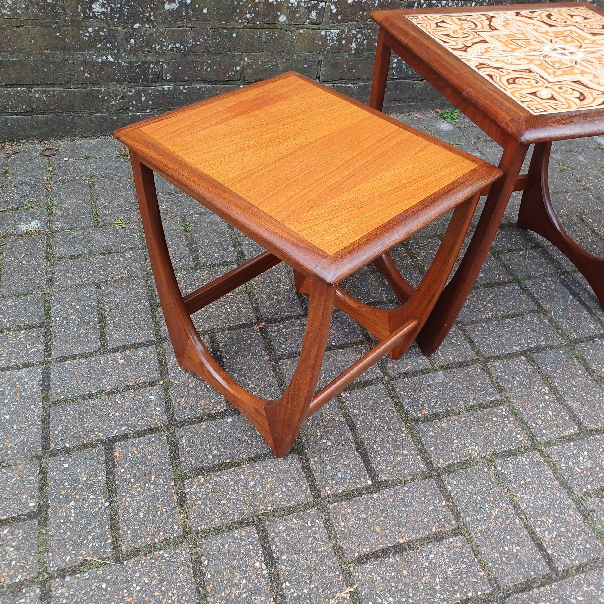 Genuine G Plan Vintage Retro Mid-Century Teak Nest of Tables – Side Tables, Coffee Table, Bedside, Plant Stands Tile Top Modular
