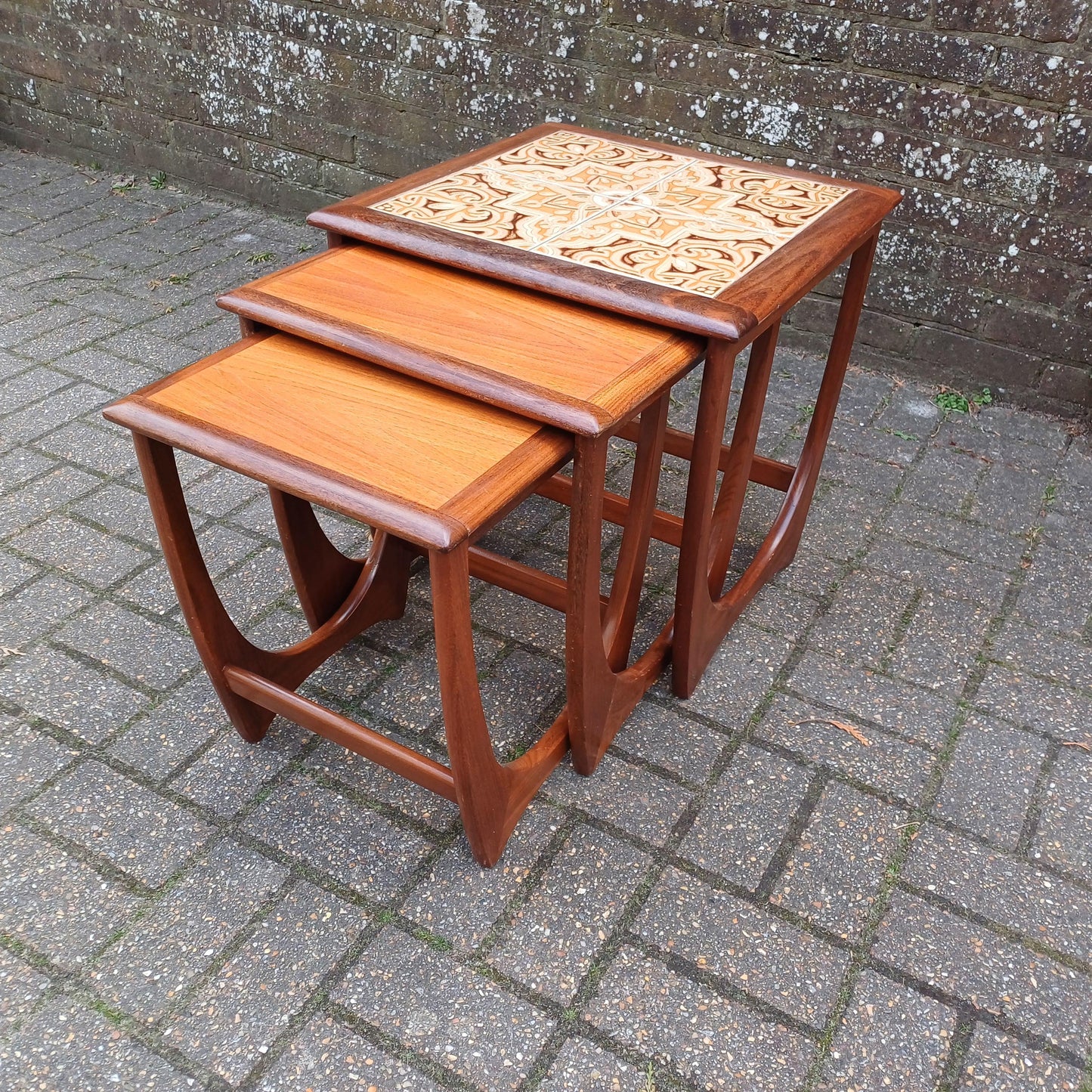 Genuine G Plan Vintage Retro Mid-Century Teak Nest of Tables – Side Tables, Coffee Table, Bedside, Plant Stands Tile Top Modular