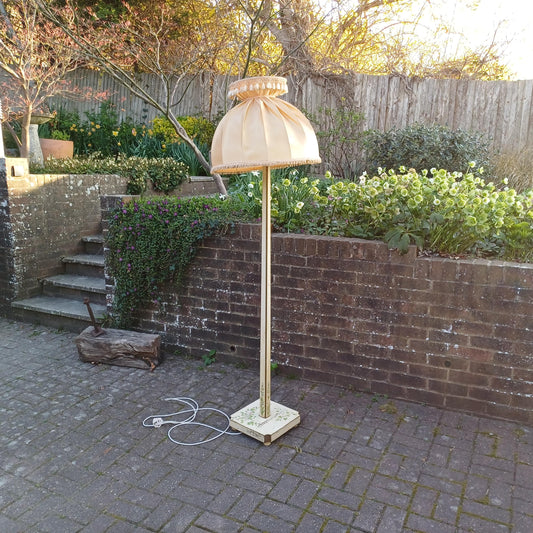 Original Vintage Hand-Painted Floor Lamp Balloon Shade Shabby Chic Floral Standard, Mid Century to 1930s Style FREE HAND Delivery PAT Tested