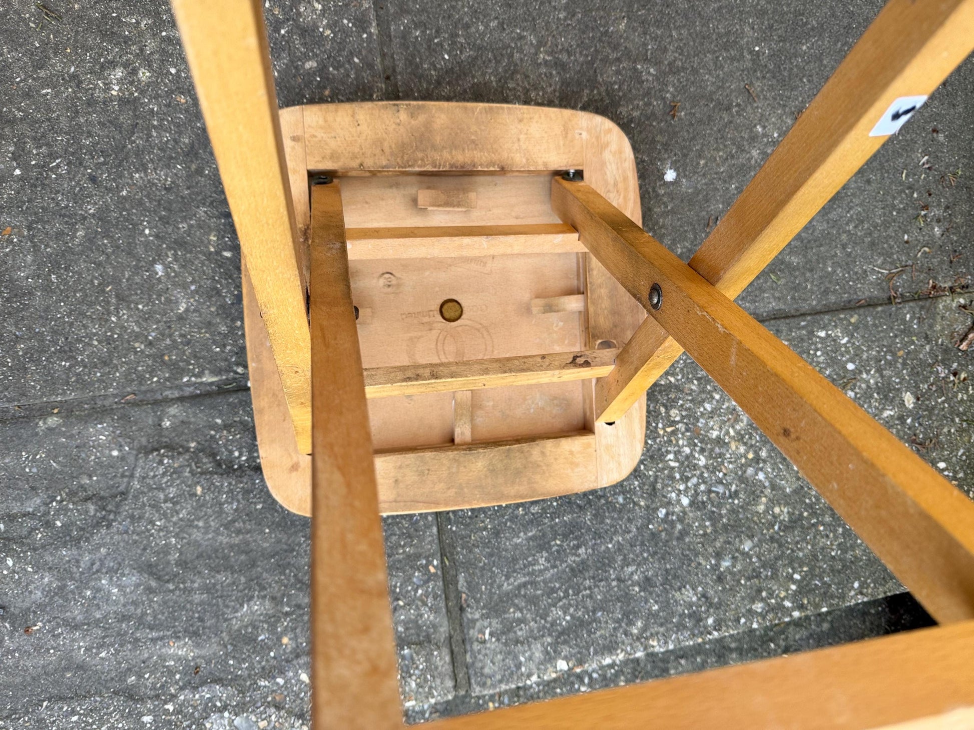 Retro folding upholstered stool - kitchen stool, vintage stool, folding stool