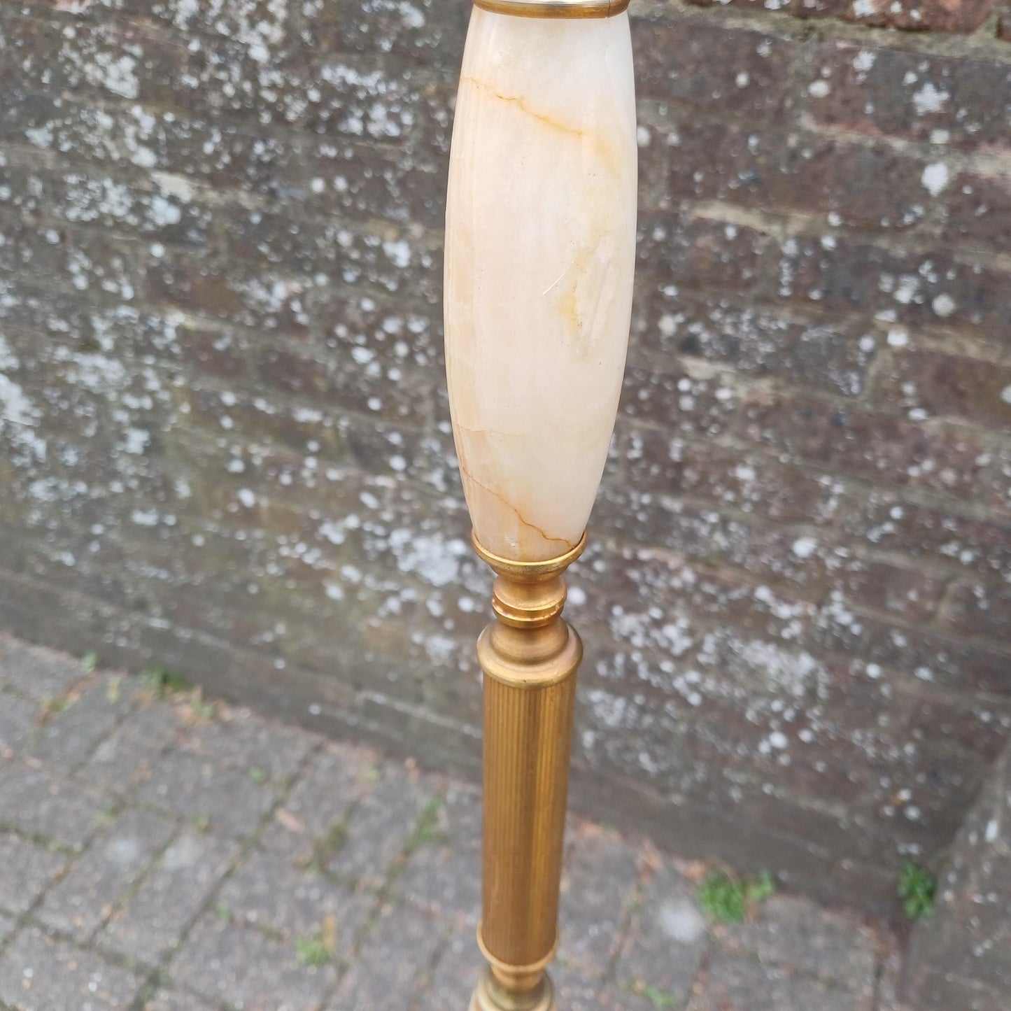 Vintage Retro 60s or 70s Onyx and Gold Working Standard Lamp with Original Shade PAT Tested.