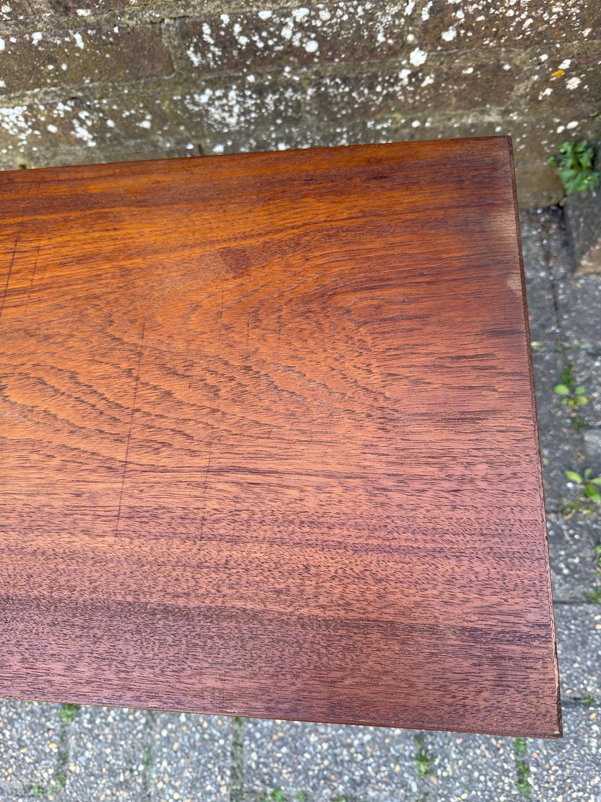 Retro 1970s small wooden table wide; plant table, plant stand, side table, vintage table 48cm x height 41cm x depth 34cm