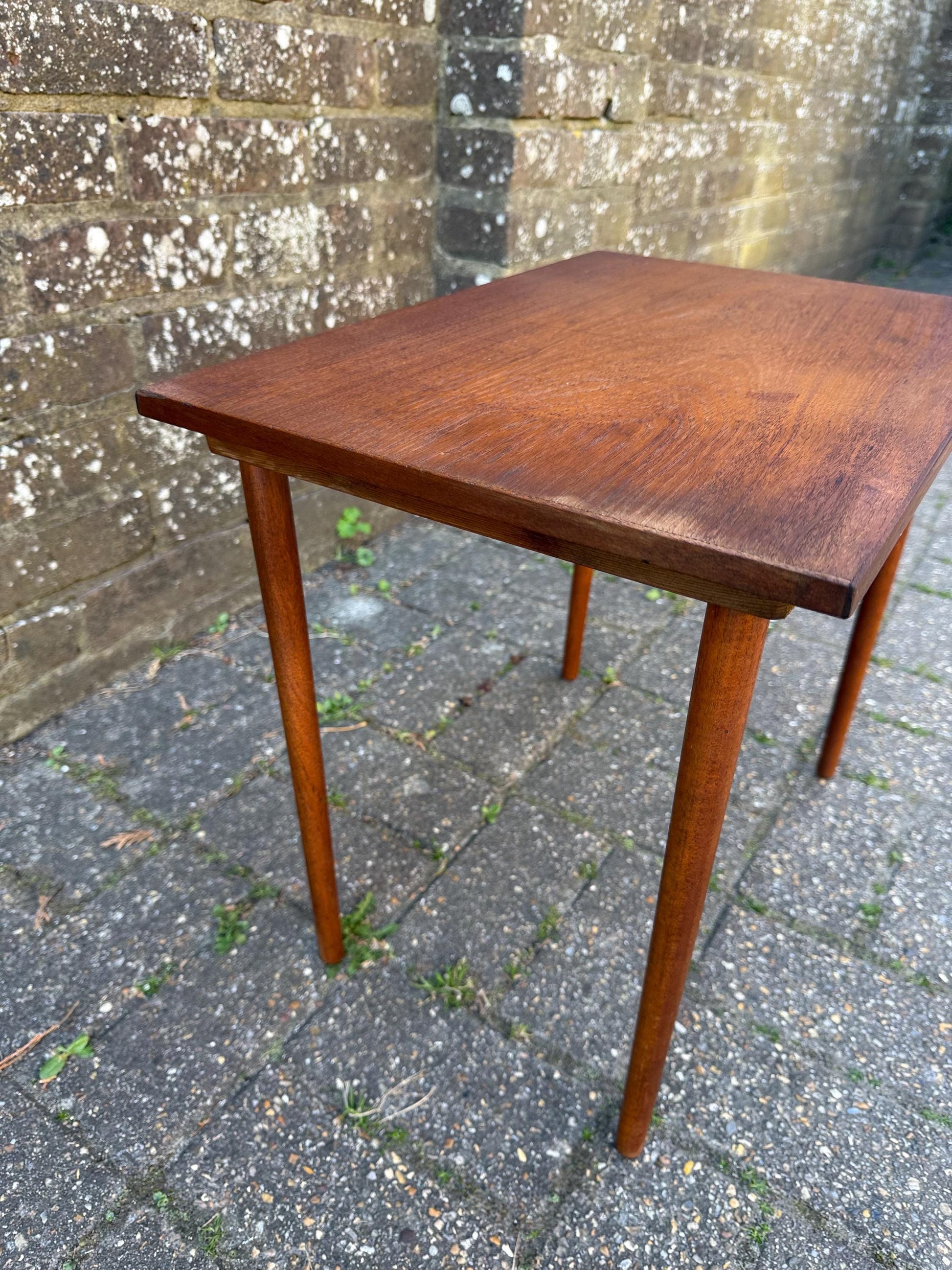 Retro 1970s small wooden table wide; plant table, plant stand, side table, vintage table 48cm x height 41cm x depth 34cm