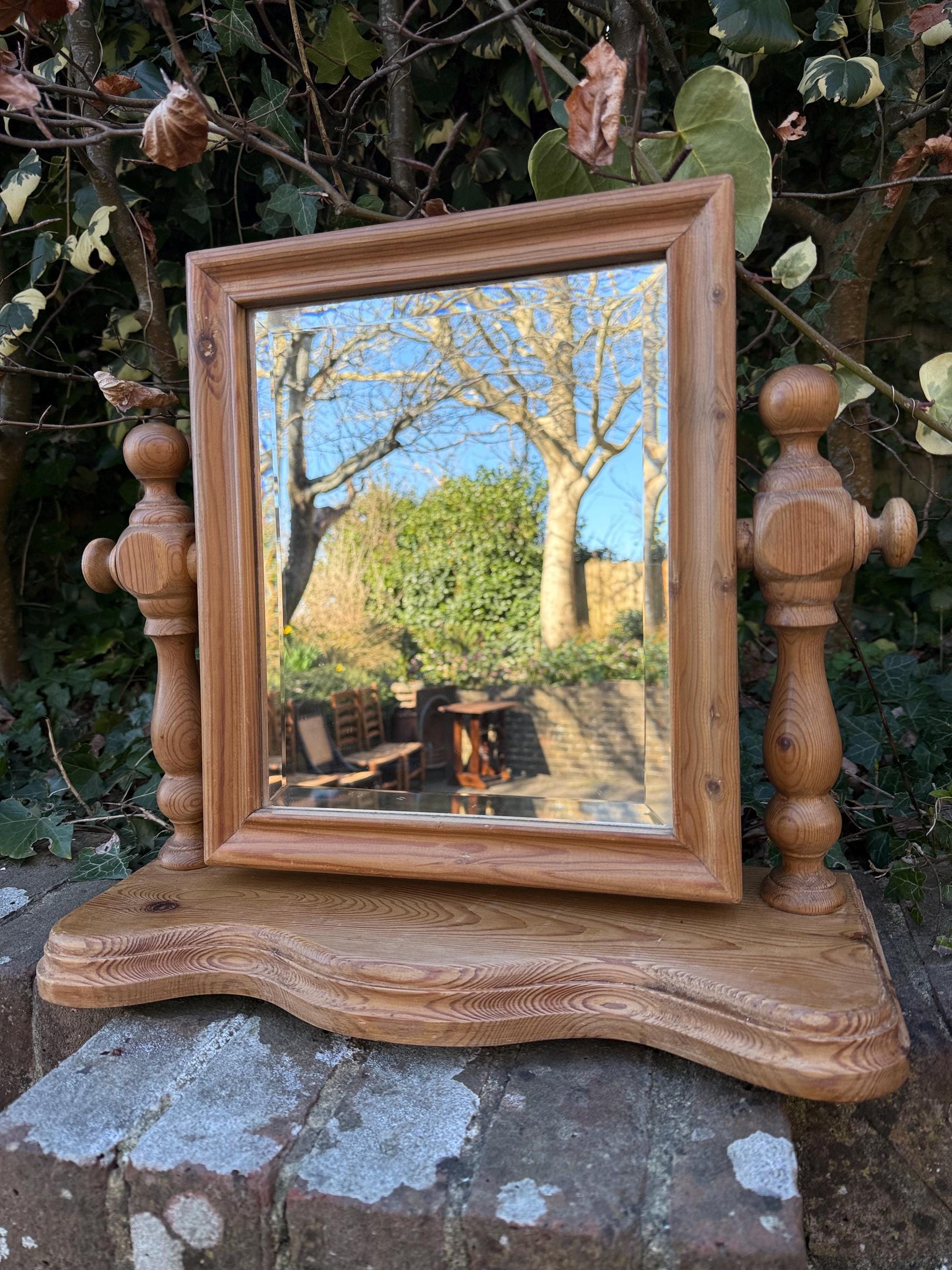 Rare vintage pine swing mirror - great quality, 1980s mirror, smaller mirror, bedroom swing mirror, pine vintage swing mirror