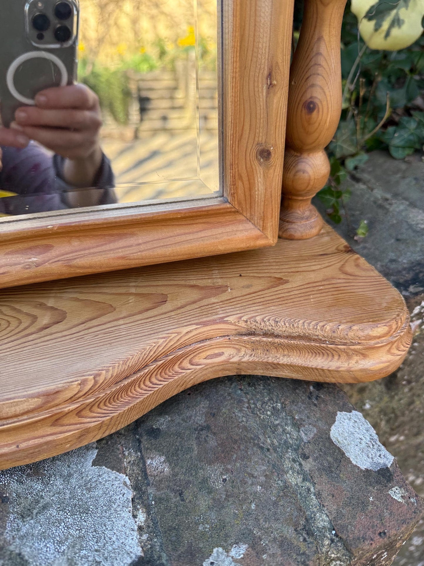 Rare vintage pine swing mirror - great quality, 1980s mirror, smaller mirror, bedroom swing mirror, pine vintage swing mirror