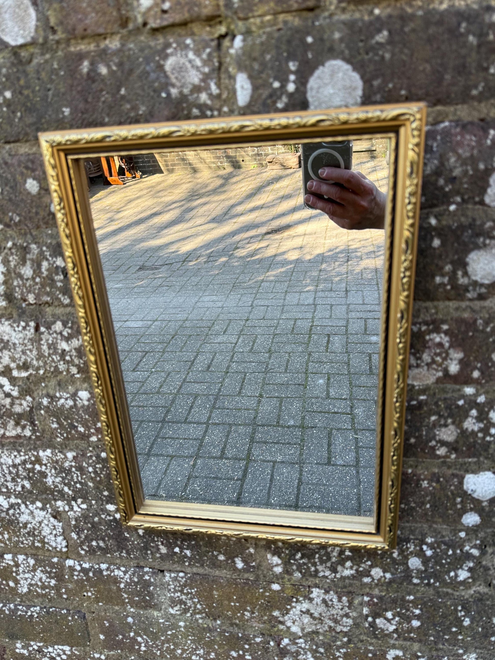 Small Vintage 70s Gilt Framed Mirror - vgc