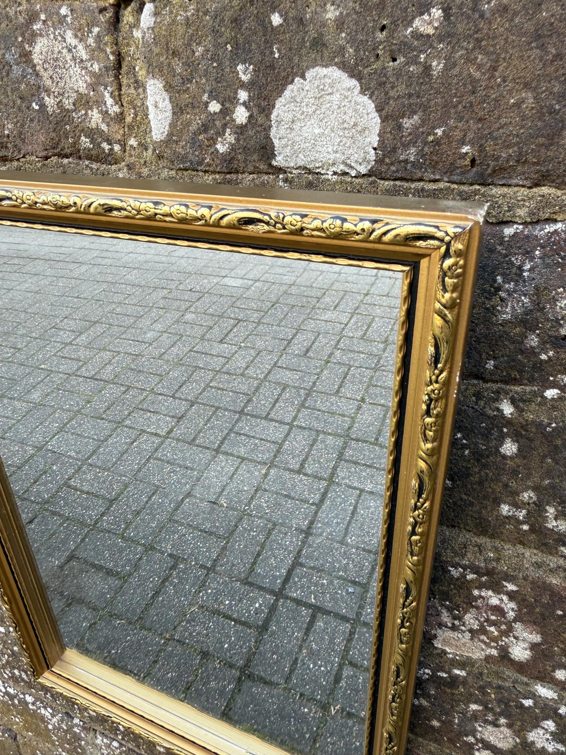 Small Vintage 70s Gilt Framed Mirror - vgc