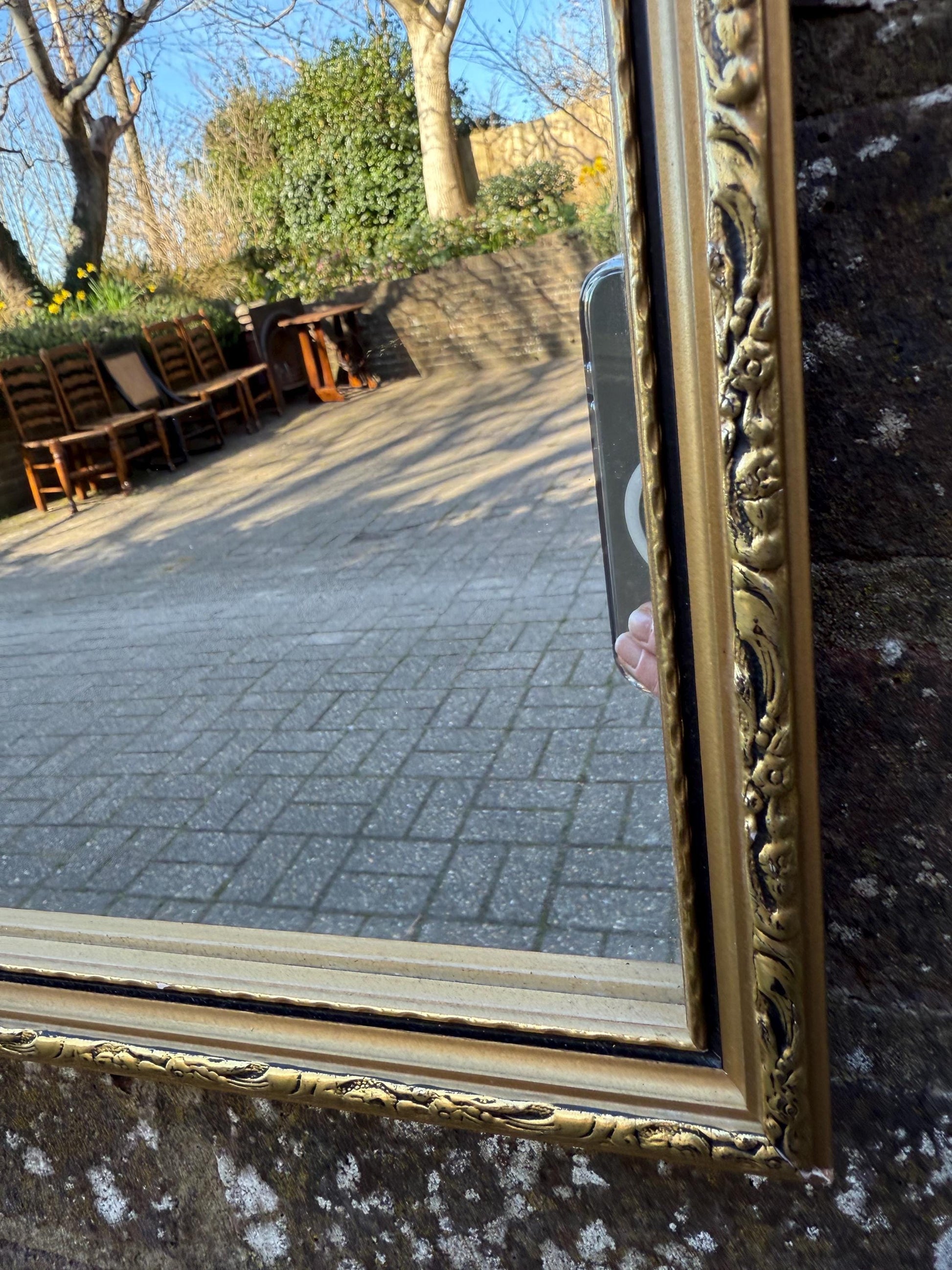 Small Vintage 70s Gilt Framed Mirror - vgc